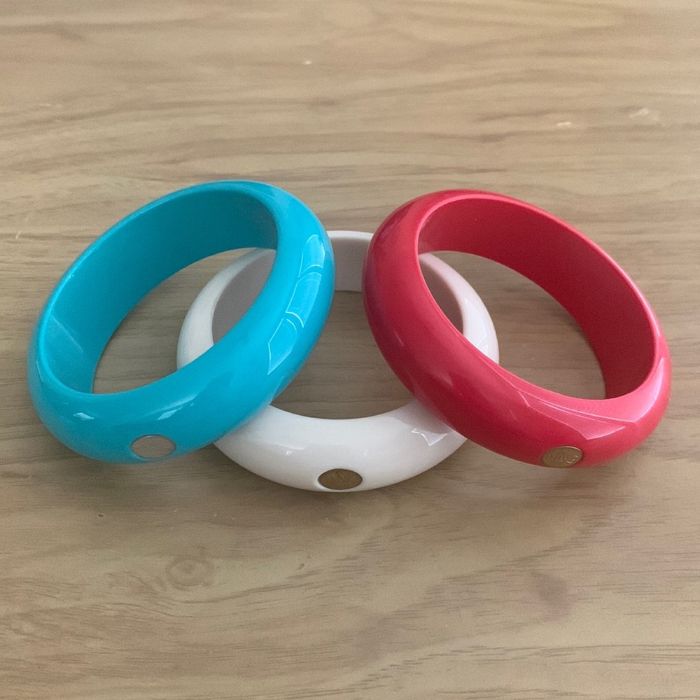 Mango MNG Chunky Resin Bangle Set Vintage Retro Statement Stack 3pc
